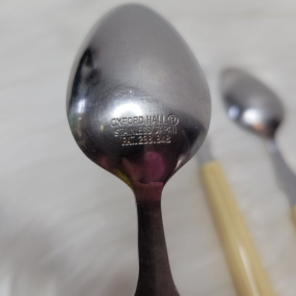 Vintage Oxford Hall Stainless Flatware Iced Tea Spoons Set of 4 Plastic Handle - Picture 5 of 8